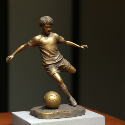 黃銅鑄造踢球的小男孩銅雕