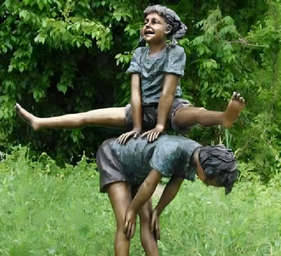 園林戶外景觀玻璃鋼仿銅跳山羊的兒童景觀雕塑