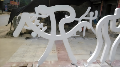 抽象不銹鋼運動人物剪影雕塑