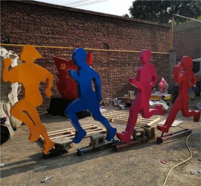 社區景觀擺件不銹鋼剪影創意運動跑步人物雕塑