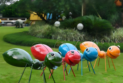 園林戶外不銹鋼昆蟲景觀組合小品藝術裝置擺件