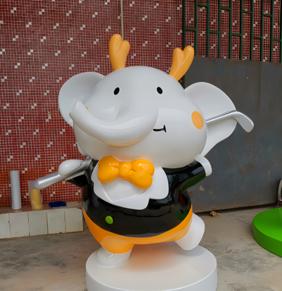 運動館美陳裝飾景觀擺件玻璃鋼卡通樹脂打高爾夫的大象雕塑