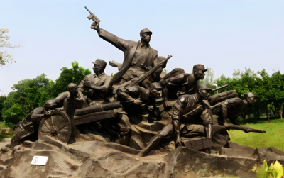 紅色文化英雄人物八路軍戰士銅雕群雕