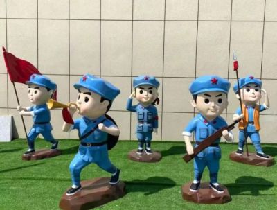 卡通玻璃鋼紅軍八路軍戰士雕塑