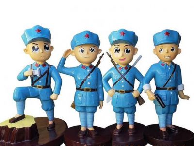 紅軍戰士卡通玻璃鋼八路軍雕塑