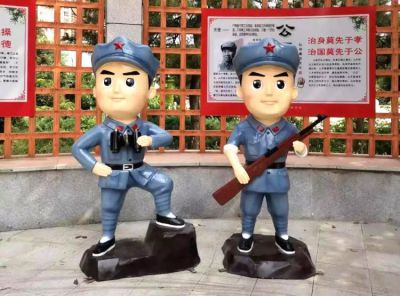 玻璃鋼八路軍戰士雕塑擺件