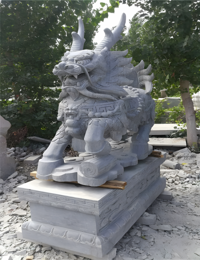 墓地擺件青石石雕辟邪神獸麒麟雕塑
