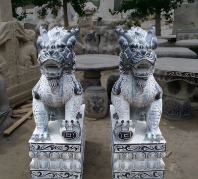 庭院別墅景區砂石石雕神獸麒麟雕塑