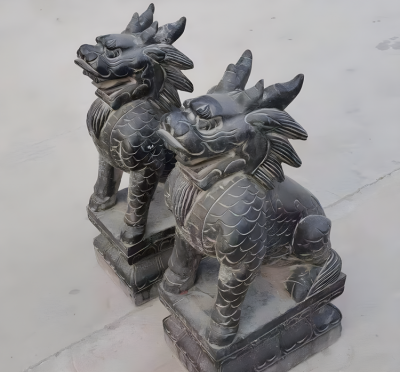 宅院門口擺件一對鎮宅辟邪青石石雕麒麟雕塑