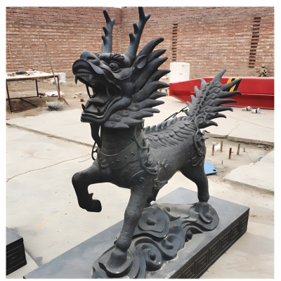 景區(qū)園林大型定制銅雕招財麒麟雕塑