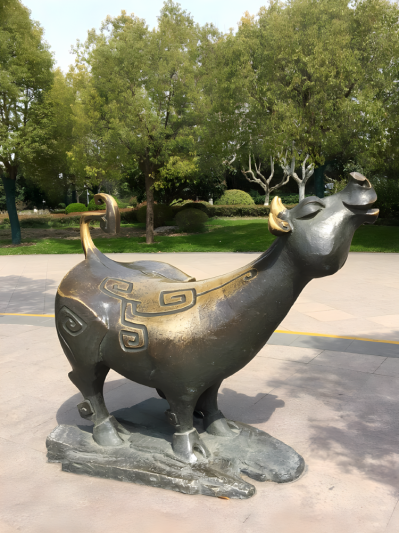 丑牛鑄銅十二生肖動物銅雕