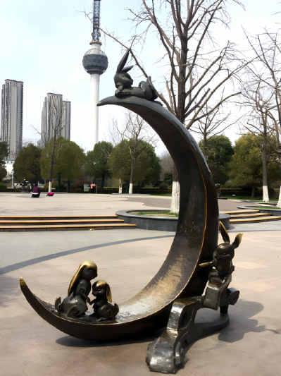 卯兔鑄銅十二生肖動物銅雕