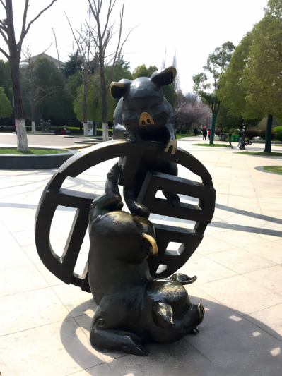 亥豬鑄銅十二生肖動(dòng)物銅雕