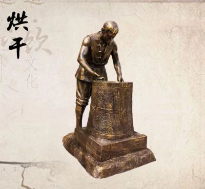 茶文化景區(qū)擺件玻璃鋼烘干的茶農(nóng)雕塑