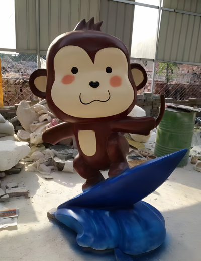 幼兒園地標(biāo)落地擺件玻璃鋼樹脂卡通可愛美陳猴子雕塑