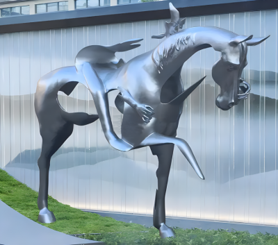公園景觀裝飾擺件不銹鋼創意藝術定制動物抽象馬雕塑