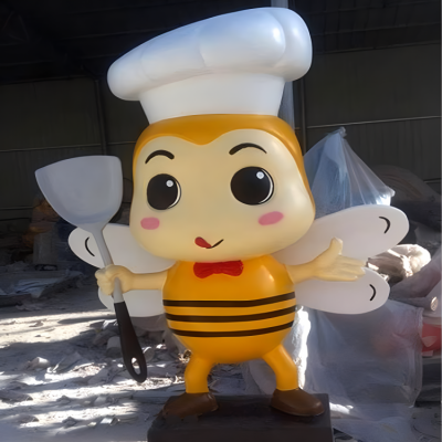 創意玻璃鋼卡通蜜蜂廚師雕塑
