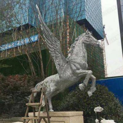城市景觀擺件不銹鋼十二生肖創意鏤空動物擺件馬雕塑