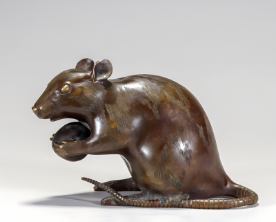 戶外園林動物景觀擺件玻璃鋼仿銅定制十二生肖鼠雕塑