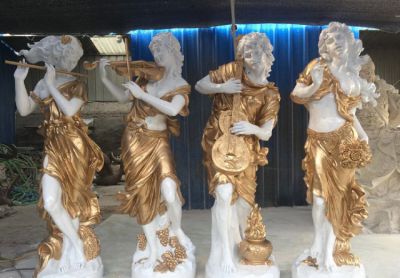 城市街道玻璃鋼吹拉彈唱人物雕塑