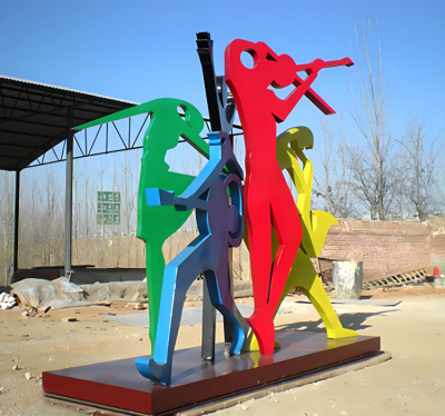 戶外不銹鋼抽象剪影人物雕塑