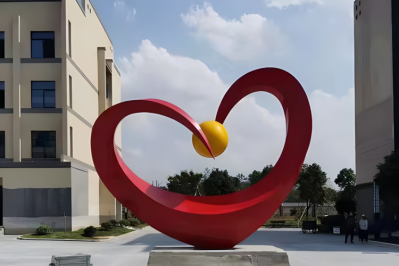 小區不銹鋼抽象愛心造型景觀雕塑