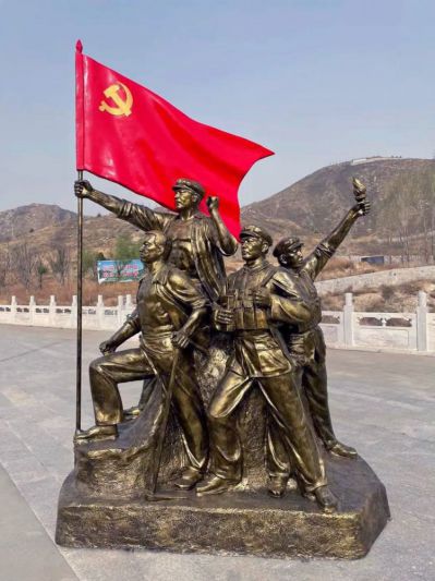 抗戰人物玻璃鋼仿銅雕塑