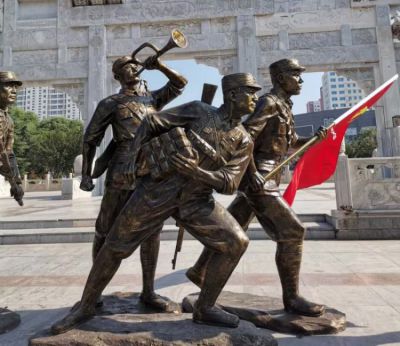 玻璃鋼八路軍戰士仿銅雕塑