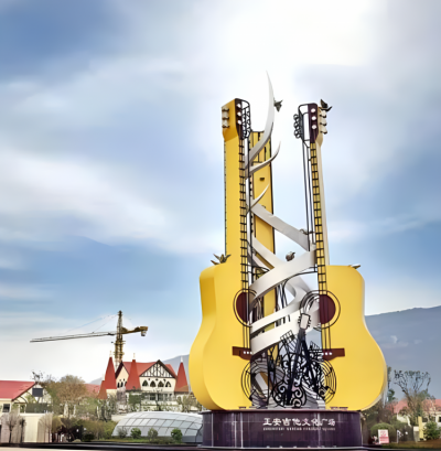 不銹鋼吉他大型景觀雕塑