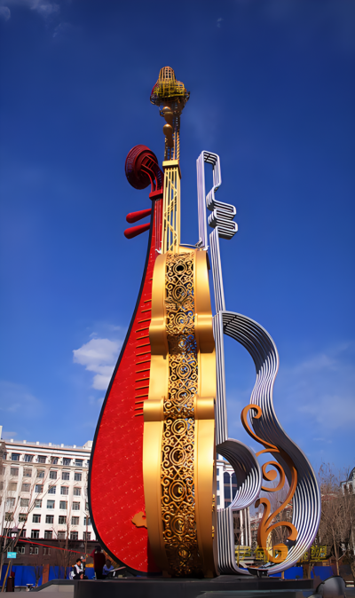 不銹鋼吉他景觀雕塑