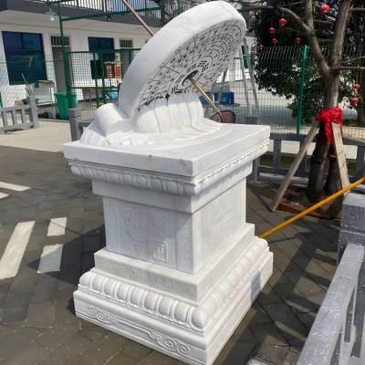 漢白玉日晷石雕擺件