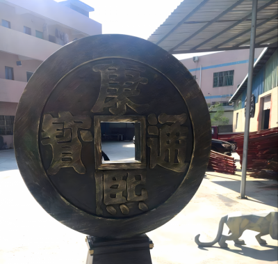 玻璃鋼仿銅錢幣小錢雕塑擺件