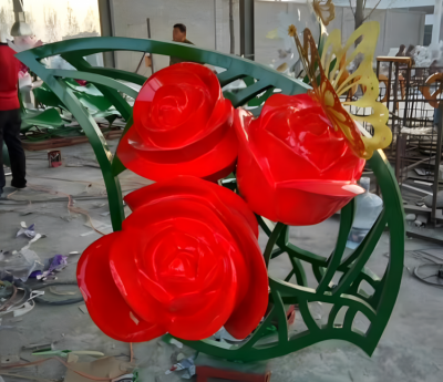 不銹鋼玫瑰花花朵雕塑