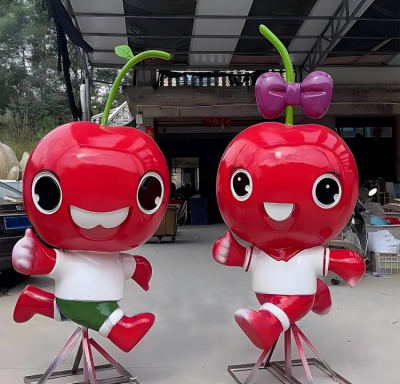 玻璃鋼櫻桃卡通雕塑公仔