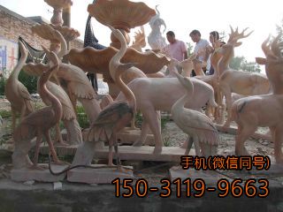 各種各樣的晚霞紅仙鶴石雕