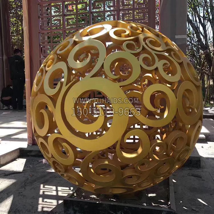 不銹鋼花邊鏤空球雕塑擺件 不銹鋼花邊鏤空球雕塑擺件